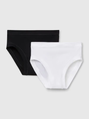 Benetton, Two Underwear In Stretch  Organic Cotton, Size: 2XL, Black, Kids United Colors of Benetton