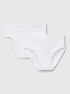 Benetton, Two Underwear In Stretch  Organic Cotton, Size: XXS-XS, White, Kids United Colors of Benetton