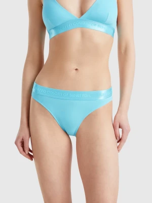 Benetton, Underwear In Stretch Organic Cotton, size XS, Turquoise, Women United Colors of Benetton