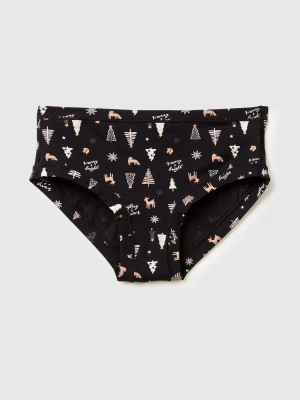 Benetton, Underwear With Christmas Print, Size: OS, Black, Women United Colors of Benetton