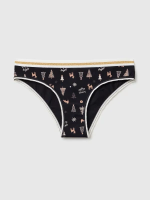 Benetton, Underwear With Christmas Print, Size: XS, Black, Women United Colors of Benetton