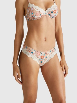 Benetton, Underwear With Floral Print, Size: XS, Nude, Women United Colors of Benetton