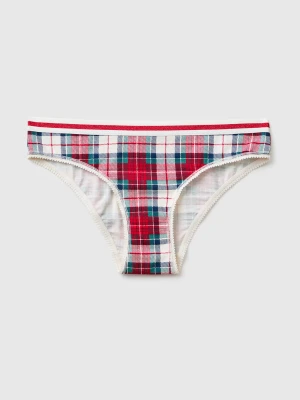Benetton, Underwear With Tartan Print, Size: XS, Green, Women United Colors of Benetton