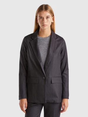 Benetton, Unlined Pinstriped Blazer, size , Black, Women United Colors of Benetton