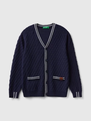 Benetton, V-neck Cardigan, size 2XL, Dark Blue, Kids United Colors of Benetton