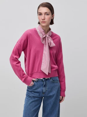 Benetton, V-neck Sweater In Cotton And Wool, Size: XS, Plum, Women United Colors of Benetton