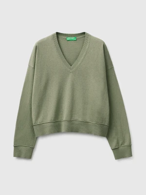 Benetton, V-neck Sweater In Cotton And Wool, Size: XS, Women United Colors of Benetton