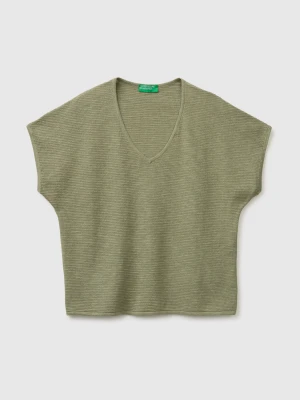 Benetton, V-neck Sweater In Linen Blend, Size: XS, Women United Colors of Benetton