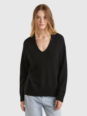 Benetton, V-neck Sweater In Wool Blend, size S, Black, Women United Colors of Benetton