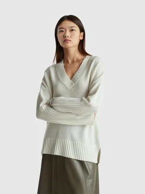 Benetton, Oversized Sweater In Wool Blend, Size: XS, Creamy White, Women United Colors of Benetton