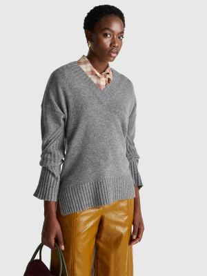 Benetton, Oversized Sweater In Wool Blend, Size: XS, Dark Gray, Women United Colors of Benetton