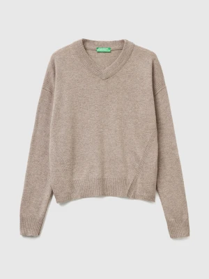 Benetton, V-neck Sweater, Size: XXS, Beige, Women United Colors of Benetton
