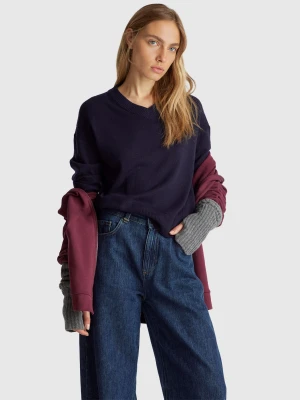 Benetton, V-neck Sweater, Size: XXS, Dark Blue, Women United Colors of Benetton