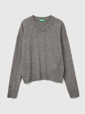 Benetton, V-neck Sweater, Size: XXS, Dark Gray, Women United Colors of Benetton
