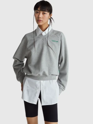 Benetton, V-neck Sweatshirt, Size: OS, Gray, Women United Colors of Benetton