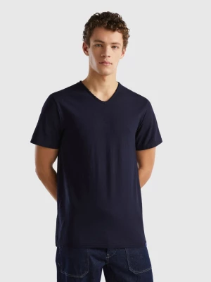 Benetton, V-neck T-shirt In 100% Cotton, size L, Dark Blue, Men United Colors of Benetton