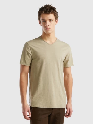 Benetton, V-neck T-shirt In 100% Cotton, size L, Light Green, Men United Colors of Benetton