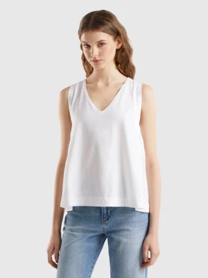 Benetton, V-neck Top, size S, White, Women United Colors of Benetton