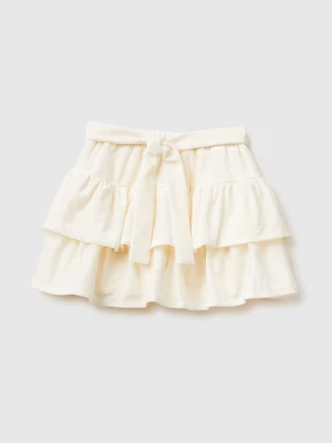 Benetton, Velvet Flounced Skirt, Size: 116, Creamy White, Kids United Colors of Benetton