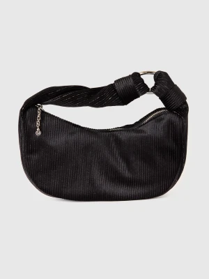 Benetton, Velvet Hobo Bag With Lurex, Size: OS, Black, Women United Colors of Benetton