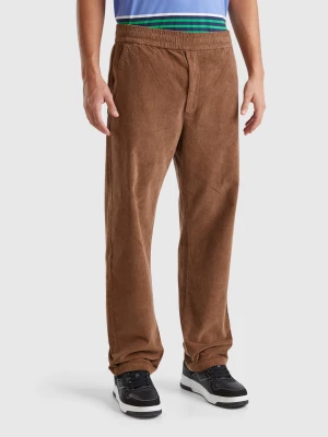 Benetton, Velvet Joggers With Drawstring, size S, Brown, Men United Colors of Benetton