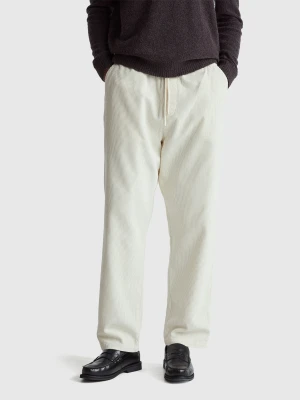 Benetton, Velvet Jogging Trousers, Size: XS, Creamy White, Men United Colors of Benetton