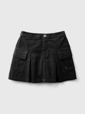 Benetton, Velvet Mini Skirt With Pockets, size 2XL, Black, Kids United Colors of Benetton