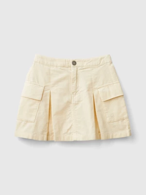 Benetton, Velvet Mini Skirt With Pockets, size 2XL, Creamy White, Kids United Colors of Benetton