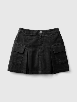 Benetton, Velvet Mini Skirt With Pockets, size M, Black, Kids United Colors of Benetton