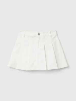 Benetton, Velvet Pleated Mini Skirt, size XL, Creamy White, Kids United Colors of Benetton