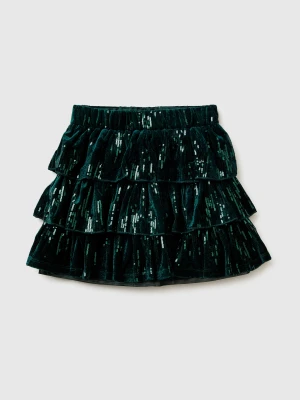 Benetton, Velvet Skirt With Sequins, Size: XL, Dark Green, Kids United Colors of Benetton