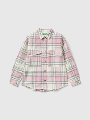 Benetton, Velvet Tartan Shirt, size 2XL, Soft Pink, Kids United Colors of Benetton