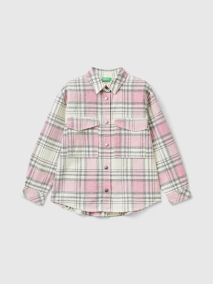 Benetton, Velvet Tartan Shirt, size L, Soft Pink, Kids United Colors of Benetton