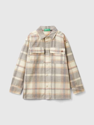 Benetton, Velvet Tartan Shirt, size XL, Beige, Kids United Colors of Benetton