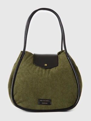 Benetton, Velvet Tote Bag, Size: OS, Military Green, Women United Colors of Benetton
