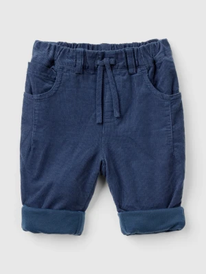 Benetton, Velvet Trousers With Drawstring, Size: 82, Dark Blue, Kids United Colors of Benetton