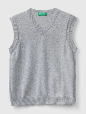 Benetton, Vest In Cashmere And Wool Blend, size 2XL, Light Gray, Kids United Colors of Benetton