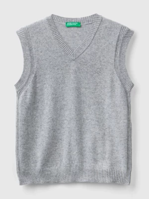 Benetton, Vest In Cashmere And Wool Blend, size 2XL, Light Gray, Kids United Colors of Benetton