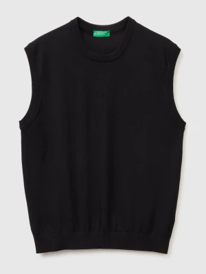Benetton, Vest In Tricot Cotton, Size: XL, Black, Men United Colors of Benetton