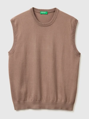 Benetton, Vest In Tricot Cotton, Size: XL, Brown, Men United Colors of Benetton