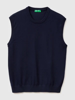 Benetton, Vest In Tricot Cotton, Size: XL, Dark Blue, Men United Colors of Benetton