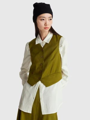 Benetton, Vest In Wool And Viscose Blend, Military Green, Women United Colors of Benetton