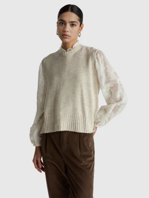 Benetton, Vest In Wool And Viscose Blend, Size: S, Beige, Women United Colors of Benetton