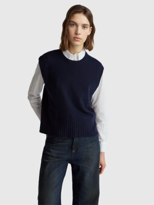 Benetton, Vest In Wool And Viscose Blend, Size: S, Dark Blue, Women United Colors of Benetton