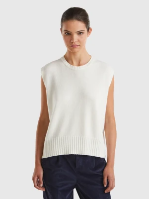 Benetton, Vest In Wool And Viscose Blend, size XS, Creamy White, Women United Colors of Benetton