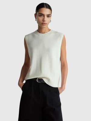 Benetton, Vest In Wool And Viscose Blend, Size: XL, Creamy White, Women United Colors of Benetton