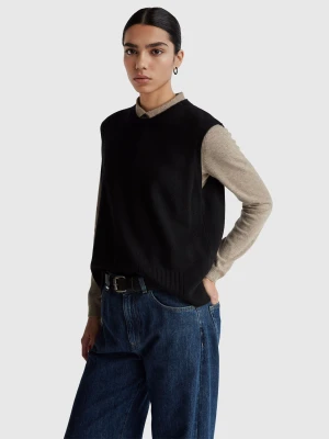 Benetton, Vest In Wool And Viscose Blend, Size: XS, Black, Women United Colors of Benetton