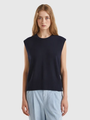 Benetton, Vest In Wool And Viscose Blend, Size: XS, Dark Blue, Women United Colors of Benetton