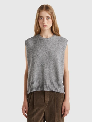 Benetton, Vest In Wool And Viscose Blend, Size: XS, Gray, Women United Colors of Benetton