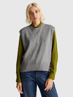 Benetton, Vest In Wool And Viscose Blend, Size: XS, Gray, Women United Colors of Benetton